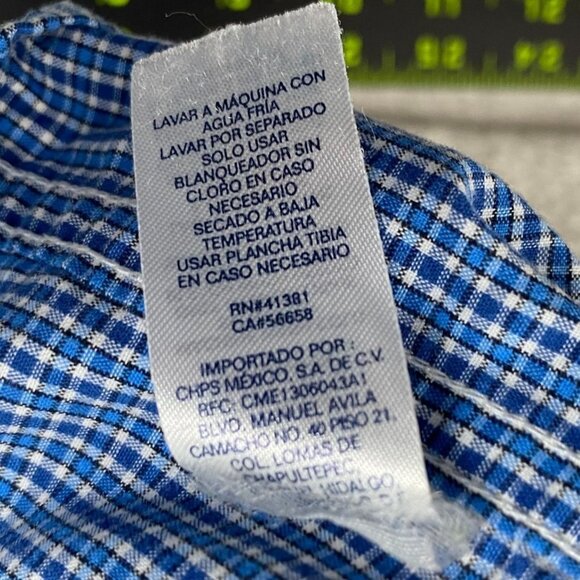 Chaps Mens Shirt XXL Blue Plaid Long Sleeve Button-Up - Picture 7 of 8